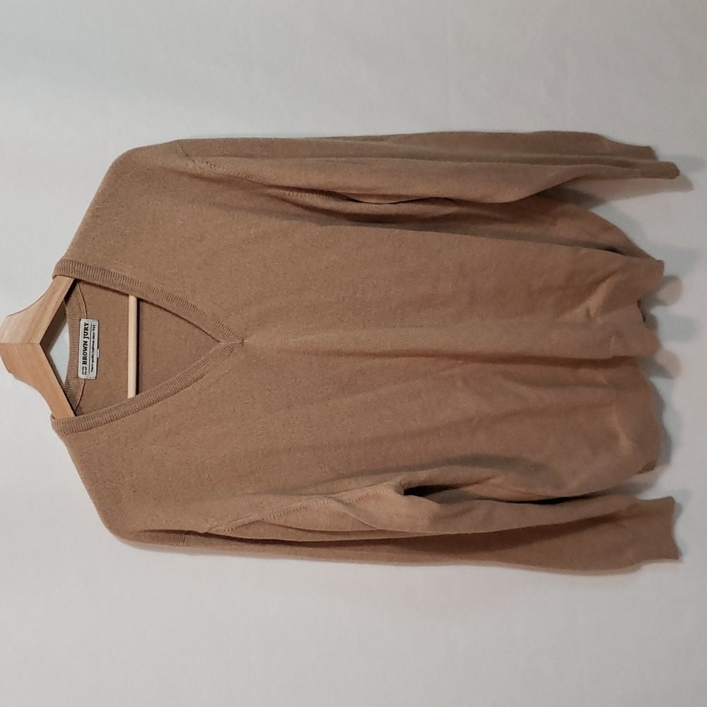 BROWN JURY Wool Blend V-neck Sweater XL
